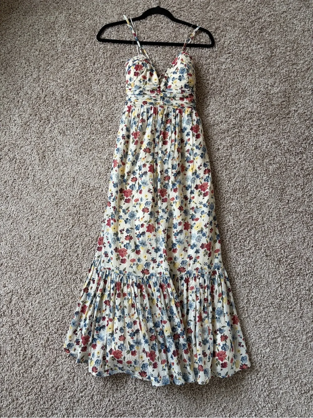 NWT Abercrombie Small Petite Bra Free Tie-Back Flowy V-Neck Maxi Dress Cotton